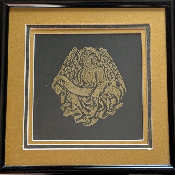 Professionally Handmade Framed Angel Man Evangelist St. Matthew Brass Rubbing - Picture 2 of 4